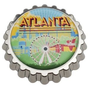 Atlanta Souvenir Bottle Opener Magnet Ferris Wheel Skyline Metal Kitchen Bar